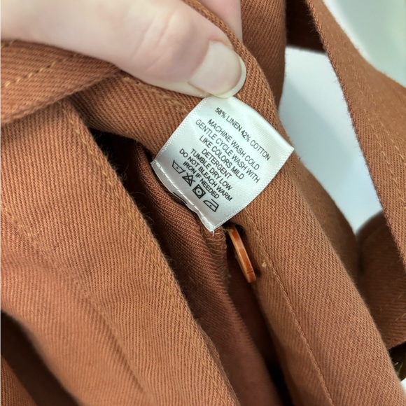 ABLE Charlyn Linen Blend Button Up Jumpsuit in Amber Brown - Picture 9 of 13